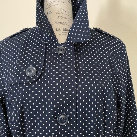 London Fog Polka Dot Single Breasted Trench Coat - Picture 5 of 13
